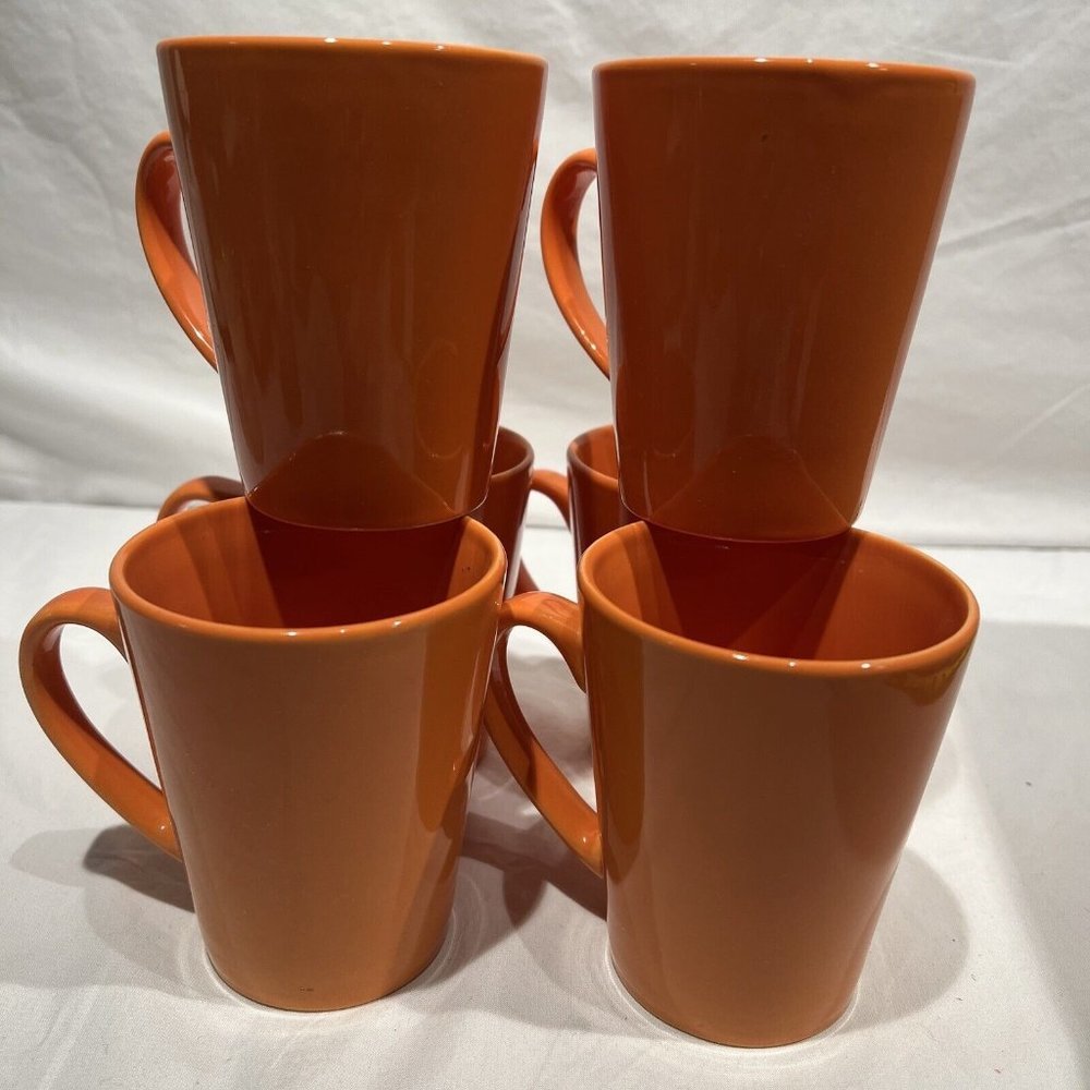 6 Vintage Orange Coffee Tea Cups Fall
